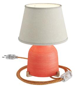 Creative cables Keramická stolní lampa vaso se stínidlem Impero, s textilním kabelem, vypínačem a dvoupólovou zástrčkou Barva: Efekt beton-černá