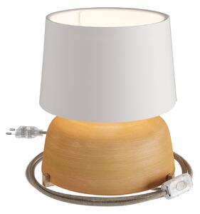 Creative cables Keramická stolní lampa coppa se stínidlem Athena, s textilním kabelem, vypínačem a dvoupólovou zástrčkou Barva: Lesklá bílá-juta