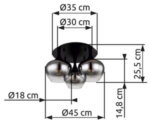 Globo 15548-3D - Přisazený lustr MAXY 3xE27/40W/230V černá