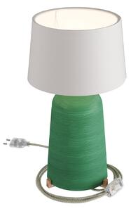 Creative cables Keramická stolní lampa bottiglia se stínidlem Athena, s textilním kabelem, vypínačem a dvoupólovou zástrčkou Barva: Zelená strukturovaná-bílá