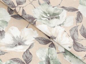 Biante Dekorační povlak na polštář s lemem Porto PRT-012 Zeleno-bílé květy na béžovém 30 x 50 cm