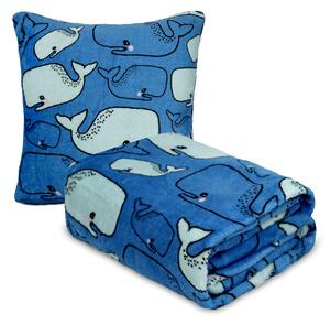 Domarex Komplet BLUE OCEAN Deka 130 x 170 cm + Povlečení na polštář 40 x 40 cm Velryby
