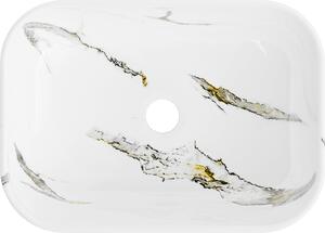 Mexen Rita, umyvadlo na desku 455x325x135 mm, bílá-imitace bílého kamene, 21084581