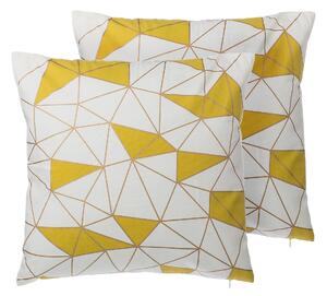 Sada 2 dekorativních polštářů CLARKIA 45 x 45 cm Bavlna Žlutá Geometrický vzor