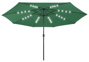 Zahradní slunečník s LED osvětlením 400 cm zelený