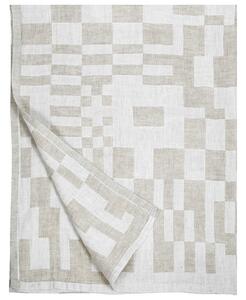 Lněný ručník Koodi, len-bílý, Rozměry 95x180 cm