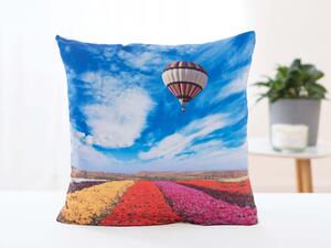 Povlak na polštářek 40 × 40 cm – Let balónem nad záhony