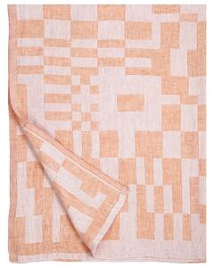 Lněný ručník Koodi, oranžovo-růžový, Rozměry 48x70 cm