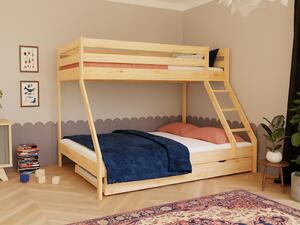 Patrová postel ANAPURNA s rozšířeným spodním lůžkem 90x200 cm, 140x200 cm - Šedá, Zvolte šuplík: Úložný šuplík