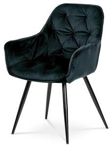 Jídelní židle, potah modročerná sametová látka, kovová 4nohá podnož, černý lak DCH-421 BK4