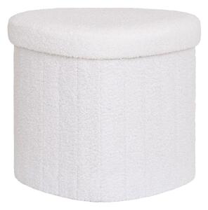Bílý taburet z textilie bouclé Medford – House Nordic