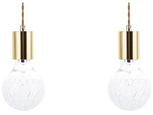 Sada 2 závěsných lamp ANZA Sklo Zlatá