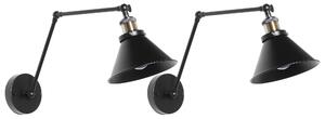 Sada 2 nástěnných lamp NARVA Nastavitelná Kov Černá