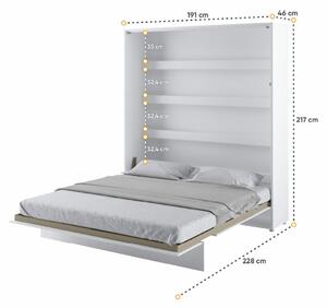 Vysoká sklápěcí postel ve skříni dvoulůžko MONTERASSO, 180x200, bílá mat