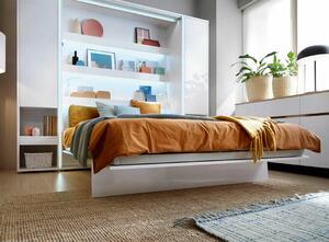 Vysoká sklápěcí postel ve skříni MONTERASSO, 90x200, bílá mat