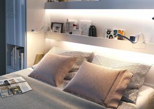 Vysoká sklápěcí postel ve skříni dvoulůžko MONTERASSO, 160x200, šedá