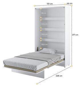 Vysoká sklápěcí postel ve skříni MONTERASSO, 120x200, bílá lesk