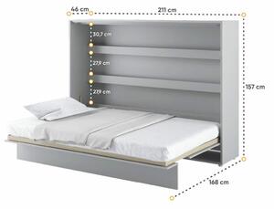 Široká sklápěcí postel dvoulůžko MONTERASSO, 140x200, šedá