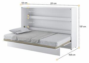 Široká sklápěcí postel ve skříni MONTERASSO, 120x200, bílý mat