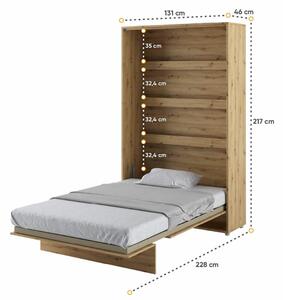 Vysoká sklápěcí postel ve skříni MONTERASSO, 120x200, dub artisan