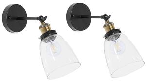 Sada 2 nástěnných lamp LOVAT Nastavitelná Kov Průhledná Černá