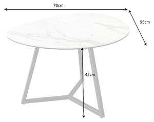 Keramický konferenční stolek Paquita 70 cm bílý mramor