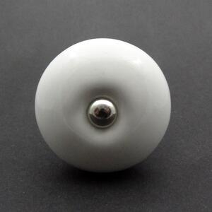 Knopka bílá- Hladká větší Barva kovu: stříbrná