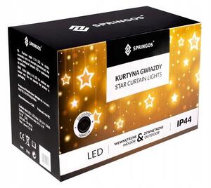 SPRINGOS LED světelný závěs Hvězdy 2x0,7 m, 92 LED, IP44, 8 světelných módů, teplá bílá CL4010
