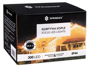 SPRINGOS LED krápníky 14,5 m, 300 LED, IP44, 8 světelných módů, multicolor CL0303