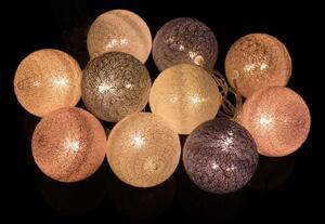 SPRINGOS LED bavlněné koule barevné 2,1 m, 10 LED, 2x AA CL0035