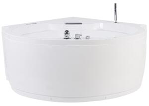 Rohová vířivá vana s LED osvětlením MILANO 181 x 150 cm s reproduktorem Bluetooth Bílá