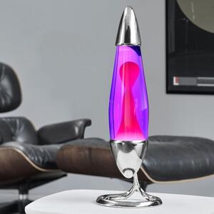 Mathmos Neo, originální lávová lampa, 1x20W, stříbrná s fialovou tekutinou a růžovou lávou, výška 42cm