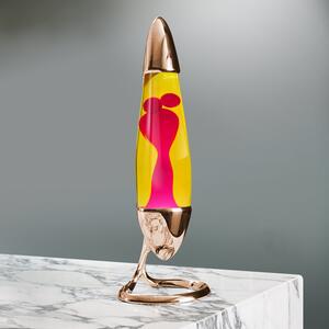 Mathmos Neo Copper, originální lávová lampa, 1x20W, měděná se žlutou tekutinou a růžovou lávou, výška 42cm