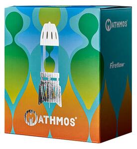 Mathmos Fireflow R1 Silver, originální lávová lampa stříbrná s fialovou tekutinou a oranžovou lávou, pro čajovou svíčku, výška 24cm