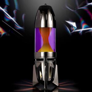 Mathmos Fireflow R1 Black, originální lávová lampa černá s fialovou tekutinou a oranžovou lávou, pro čajovou svíčku, výška 24cm