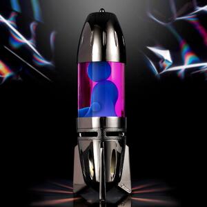 Mathmos Fireflow R1 Black, originální lávová lampa černá s modrou tekutinou a růžovou lávou, pro čajovou svíčku, výška 24cm