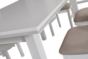 Drewmix jídelní sestava DX 37 + odstín dřeva (židle + nohy stolu) bílá, odstín dýhy (deska stolu) bílá, potahový materiál látka