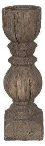Hnědý svícen v dřevěném retro dekoru Alix - Ø 10*32 cm