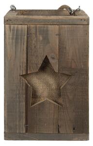 Dřevěná retro lucerna s hvězdou Star - 19*19*28 cm
