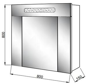 Kingsbath Merida 80 zrcadlová skříňka do koupelny s integrovaným LED osvětlením