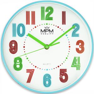 Designové plastové hodiny světle modré MPM Olaf