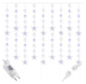 SPRINGOS LED světelný závěs Hvězdy 2x1,6 m, 180 LED, IP44, studená bílá/modrý blesk CL4003