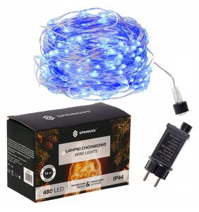 SPRINGOS LED řetěz Nano 48 m, 480 LED, IP44, 8 světelných módů, modrá CL0510