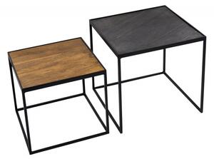 2SET konferenční stolek DOUBLE 40/35 CM břidlice/masiv mango NÁBYTEK | Obývací pokoj | Konferenční stolky | Všechny konferenční stolky