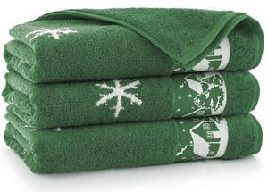 Egyptská bavlna ručníky a osuška Zimní chaloupka - zelená Velikost: ručník 50 x 100