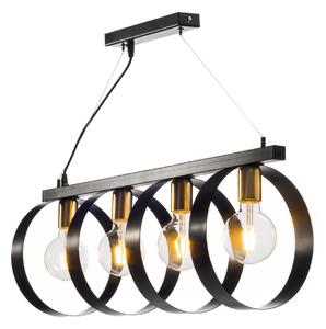 Light for home - Závěsné svítidlo na kovové liště pro čtyři žárovky s kruhovými stínítky - Kolekce 