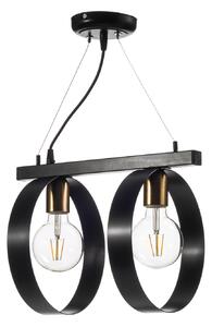Light for home - Závěsné svítidlo na kovové liště na dvě žárovky 14602 "Industrial Elegance", 2x60W, E27, Černá
