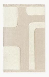Ručně tkaný koberec se strukturovaným povrchem a třásněmi Laine