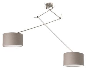 Závěsná lampa ocelová se stínidlem 35 cm nastavitelná taupe - Blitz II