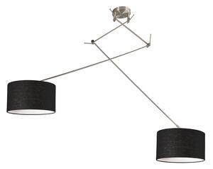 Závěsná lampa ocelová se stínidlem 35 cm nastavitelná černá - Blitz II